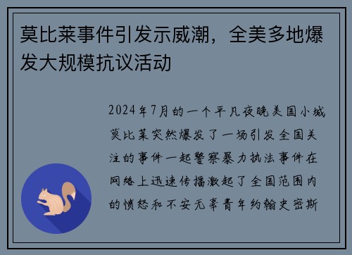 莫比莱事件引发示威潮，全美多地爆发大规模抗议活动